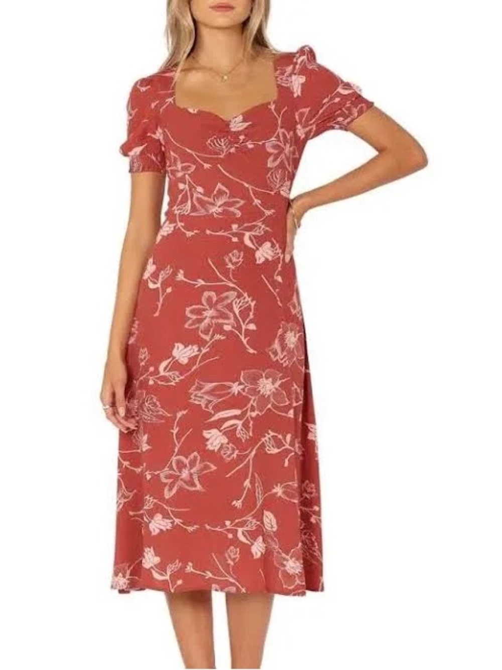 Petal & Pup Franklin Floral Puff Sleeve Midi Dress - Picture 4 of 7